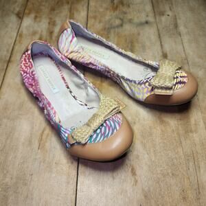 LOVELY PEOPLE sz 6 fabric leather ballet flat shoes pink tan